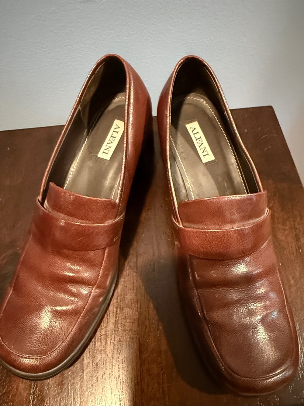 Alfani women’s Chestnut Brown Leather Penny Loafers